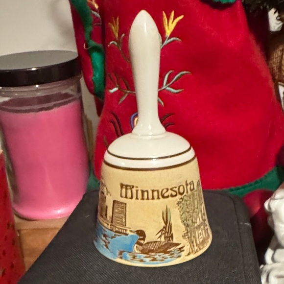 None Other - Minnesota Souvenir Bell - Cream and Brown